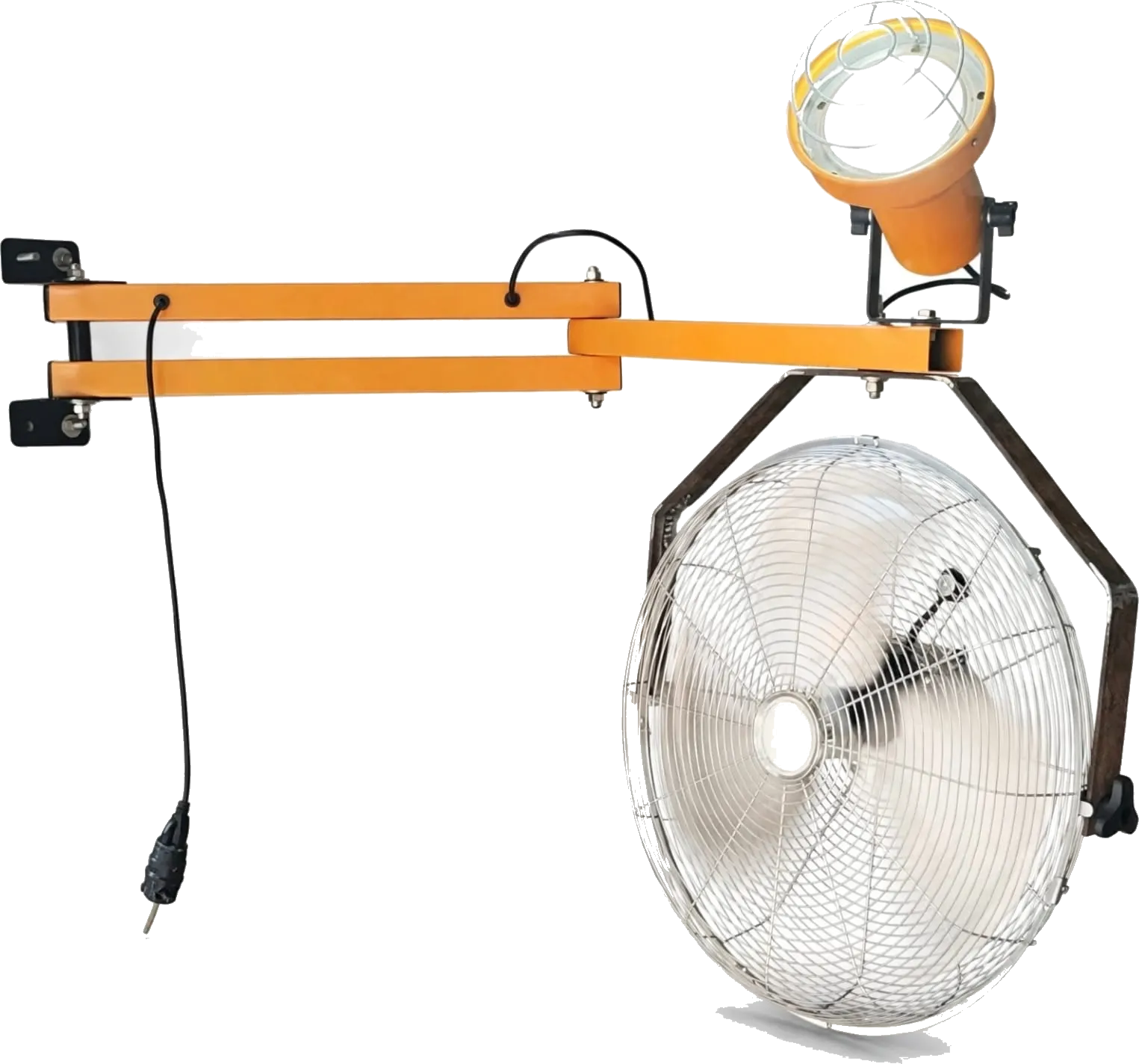 Lámpara de andén Pro-L40-AIR con ventilador industrial de 18” bajo el brazo articulado