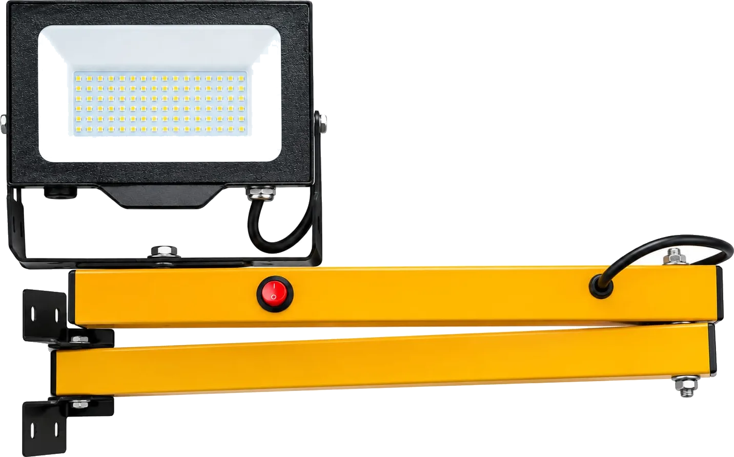 Lámpara de andén Pro-L40-Lite con reflector LED y dos brazos articulados amarillos